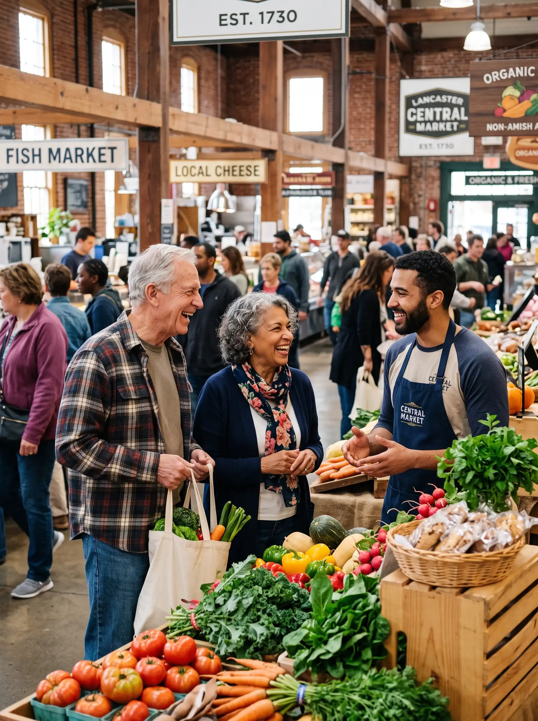 People interacting at market